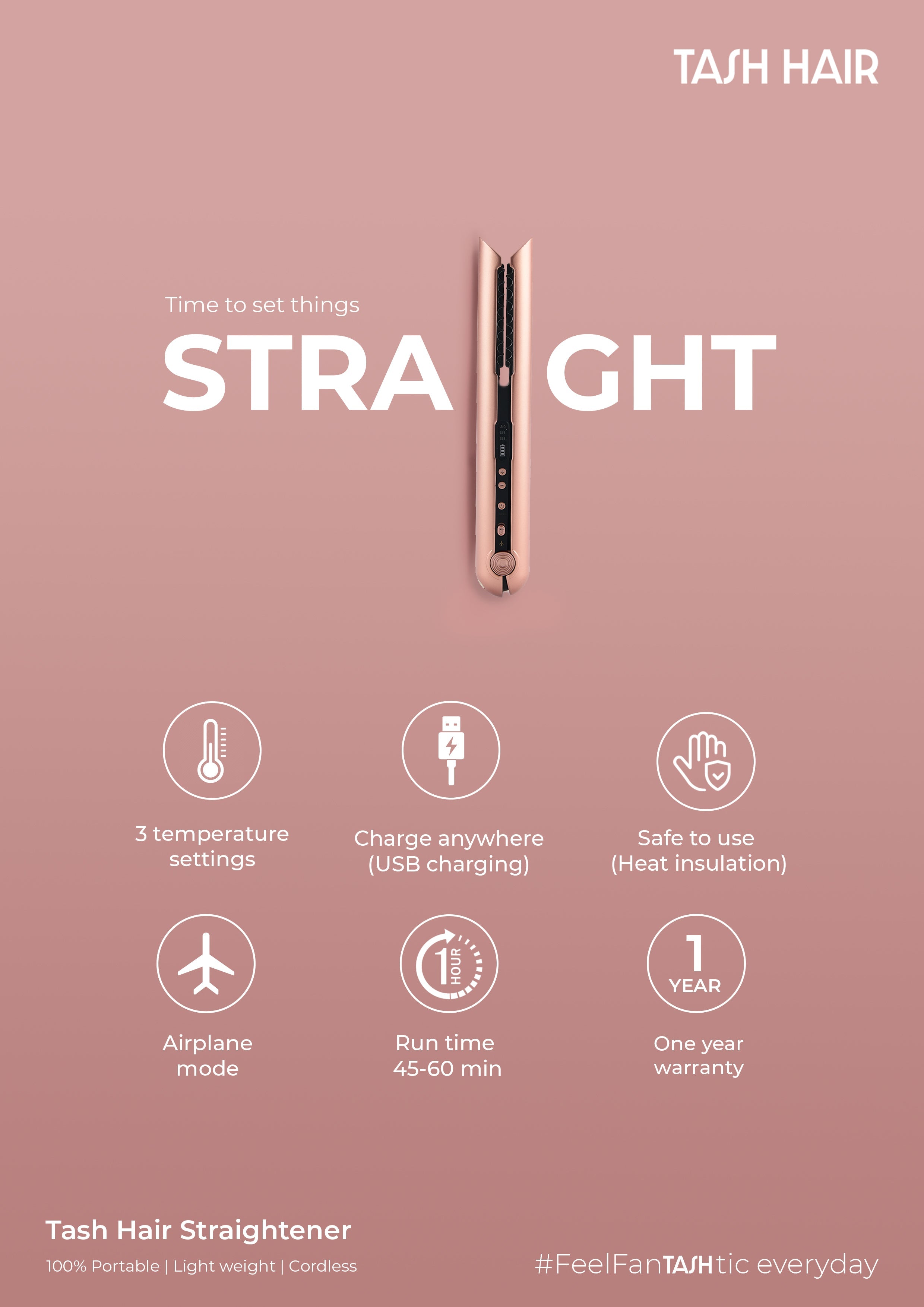 Pink Sapphire Hair Straightener Tashhair